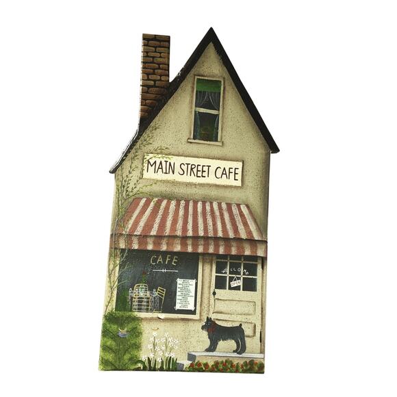Hand painted Cottagecore Country Main Street Cafe House Dog Wall Decor farmhouse - Picture 1 of 4